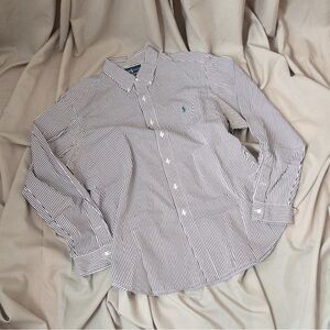 Ralph Lauren Brown and White Striped Shirt